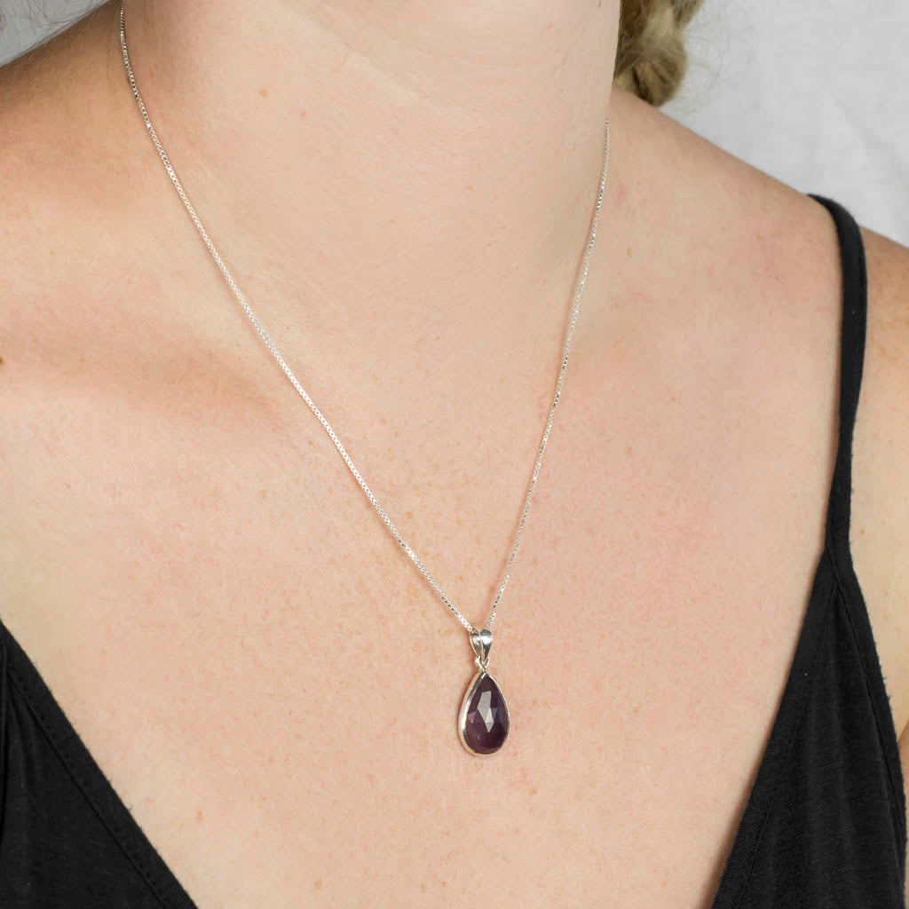 Purple Sapphire Necklace on Model