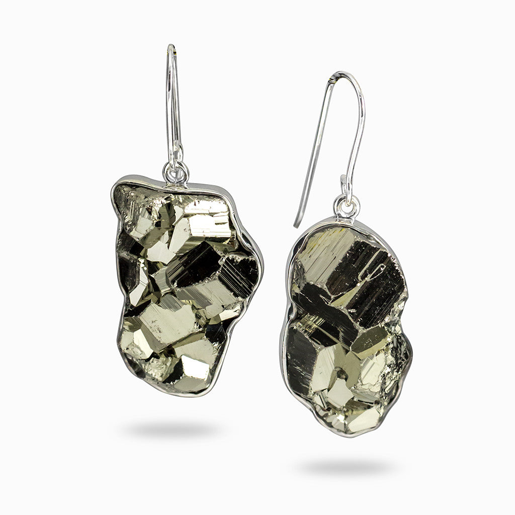 Pyrite Cluster Drop Earrings Made In Earth