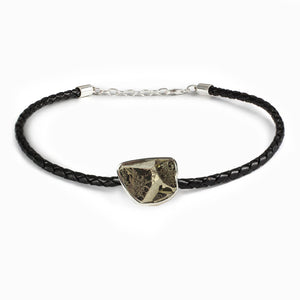 Pyrite Braided Leather Choker Necklace