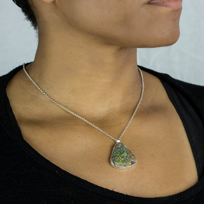 Rainbow Pyrite Necklace on Model