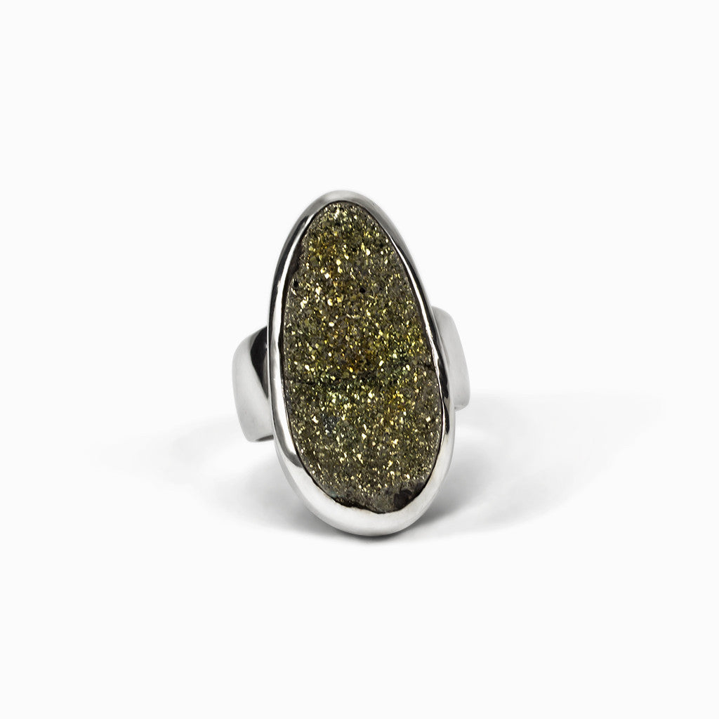 Forest Green Gold Pryrite Ring Made in Earth