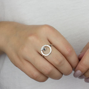 Cercle: Black Spinel & Diamond Ring on Model
