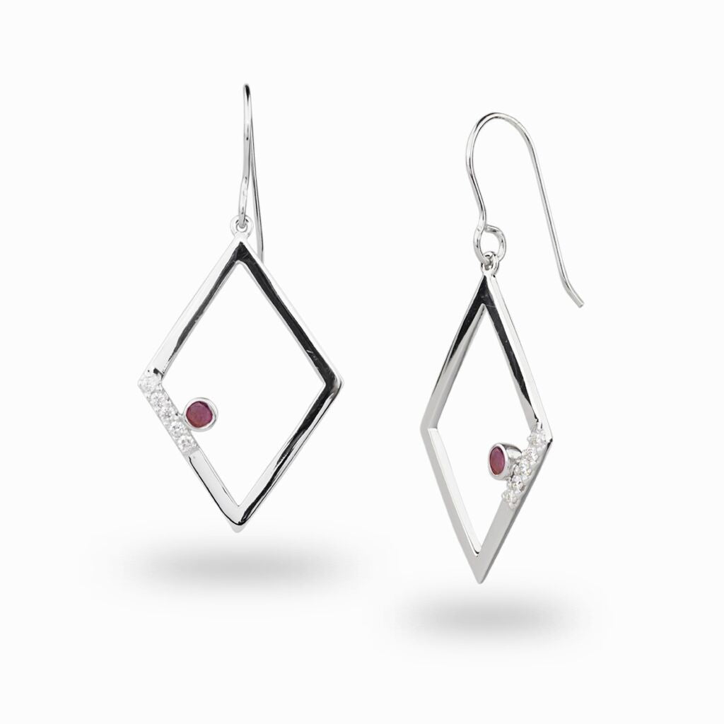 Diamante: Ruby & Diamond Drop Earrings