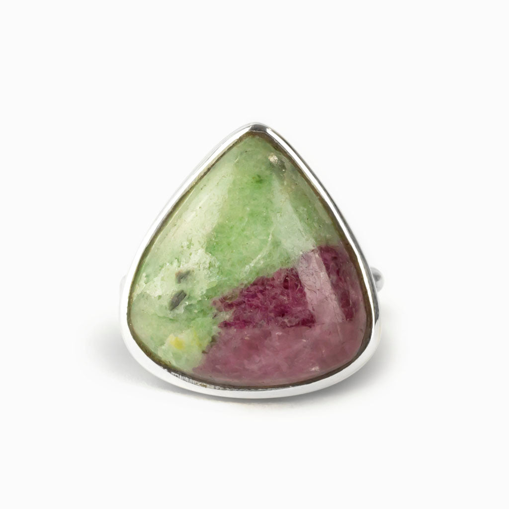 Light Green Dark Violet Ruby Zoisite Ring Made in Earth