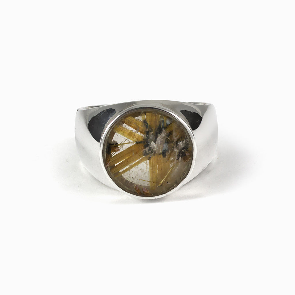 Orange and Black Rutilated Star Quartz Ring Made in Earth