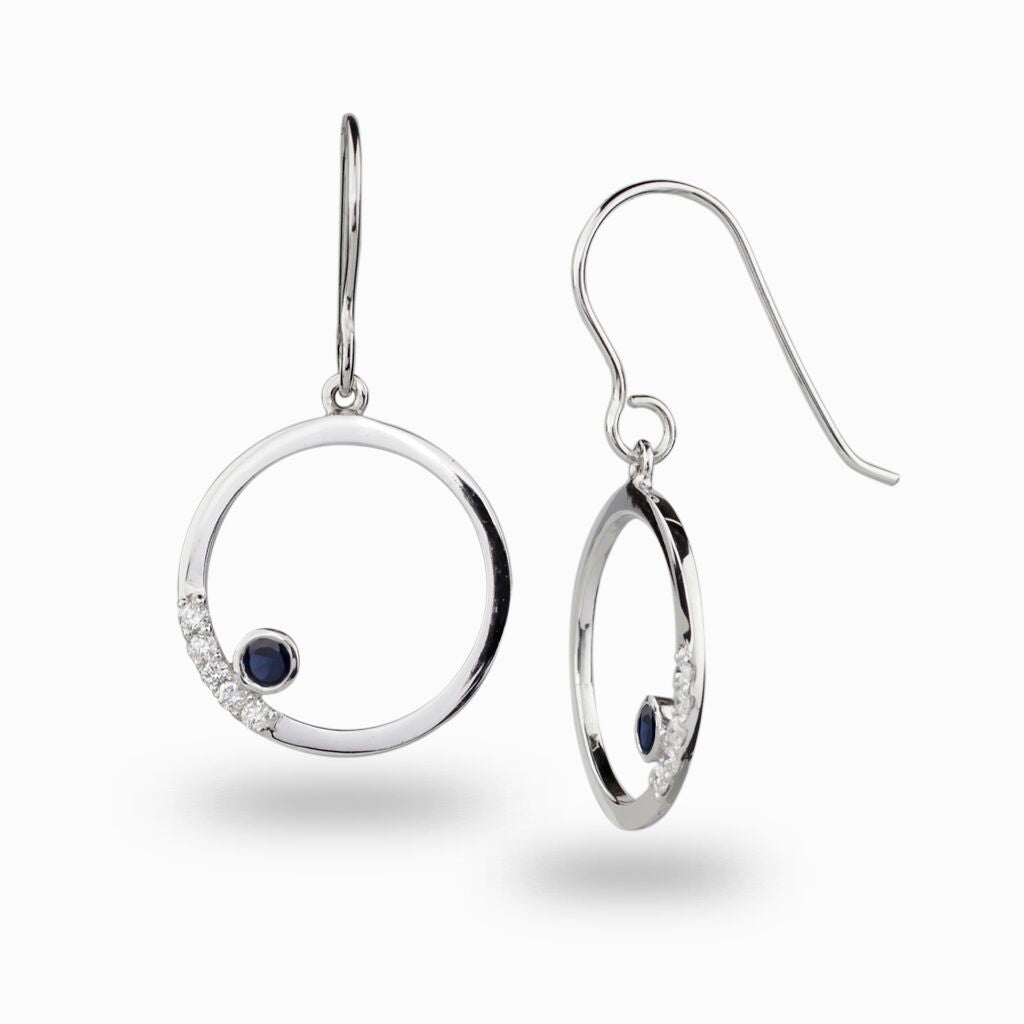Cercle: Sapphire Facet Bezel & Diamond Facet Earrings