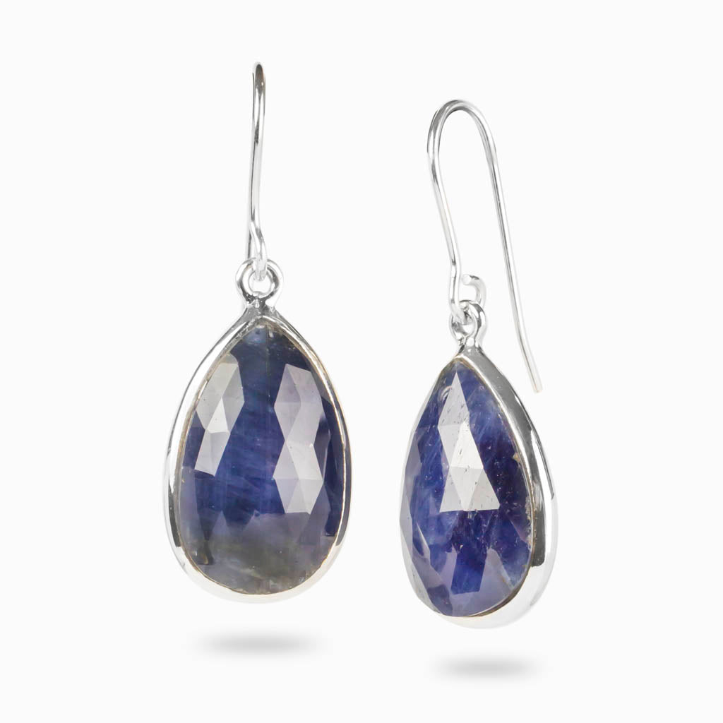 Faceted Blue Sapphire Drop Earrings Made In Earth September birthstone earrings