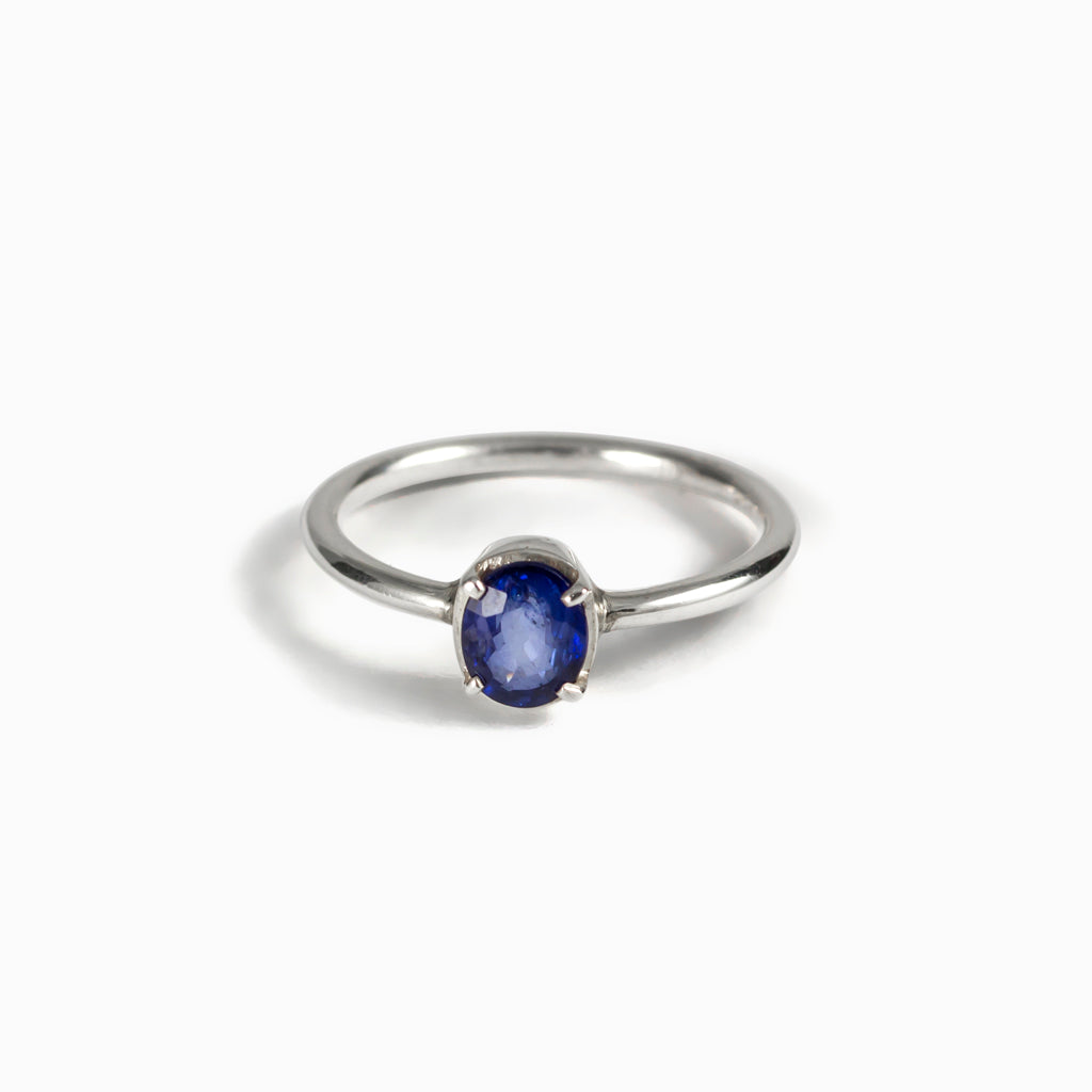 Dark blue Sapphire In Sterling Silver Ring Made in Earth