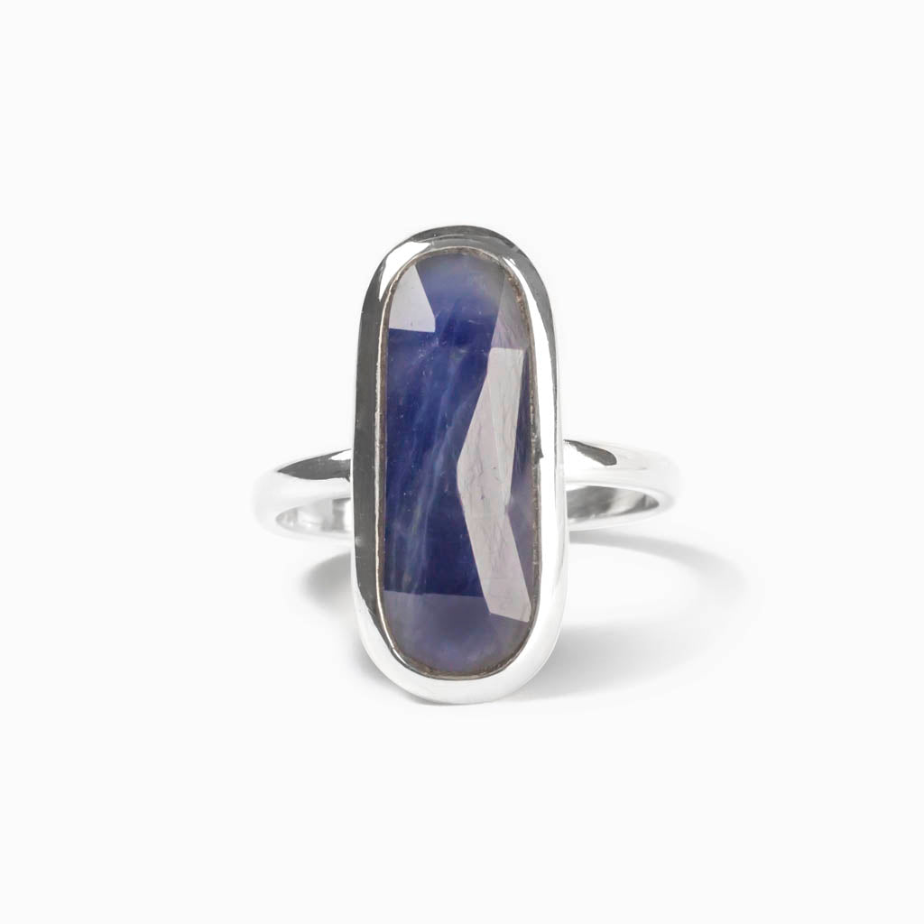 Dark Blue Purple Oval Sapphire Ring Made in Earth