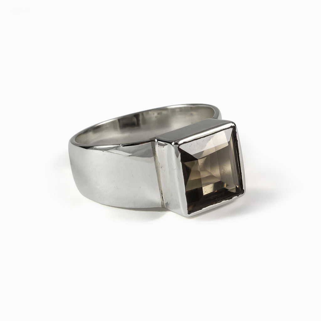 Square smoky on sale quartz ring