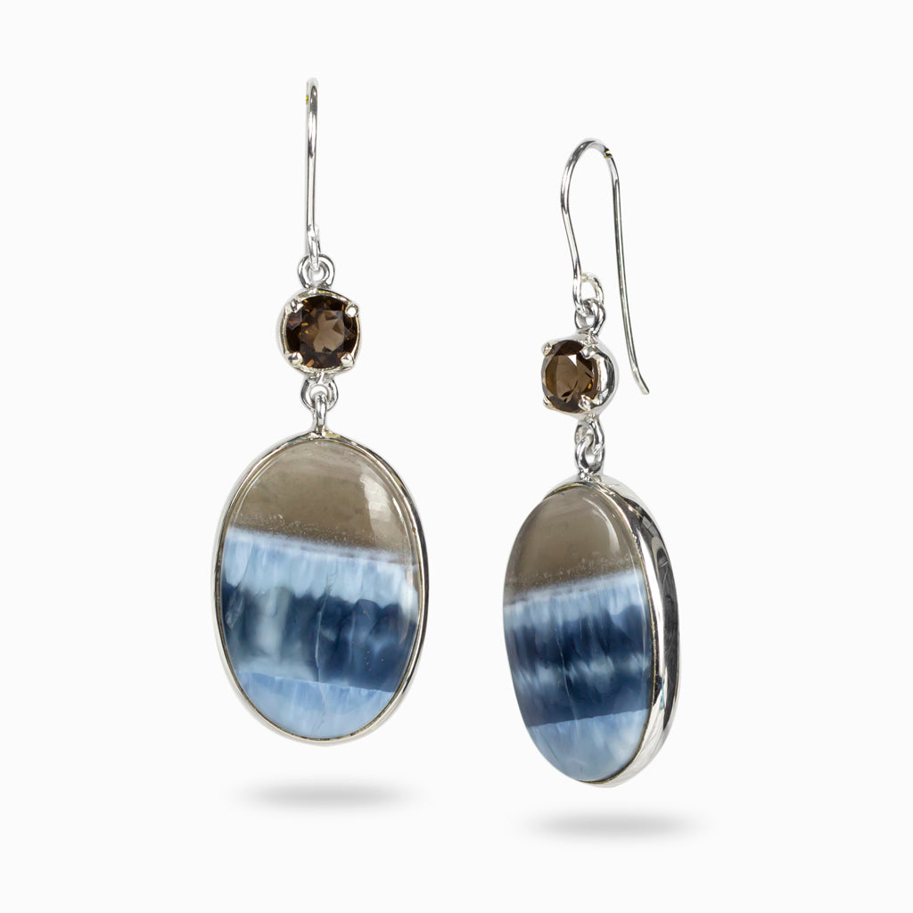 Smokey Quartz & Blue Opal Drop Earrings Made In Earth