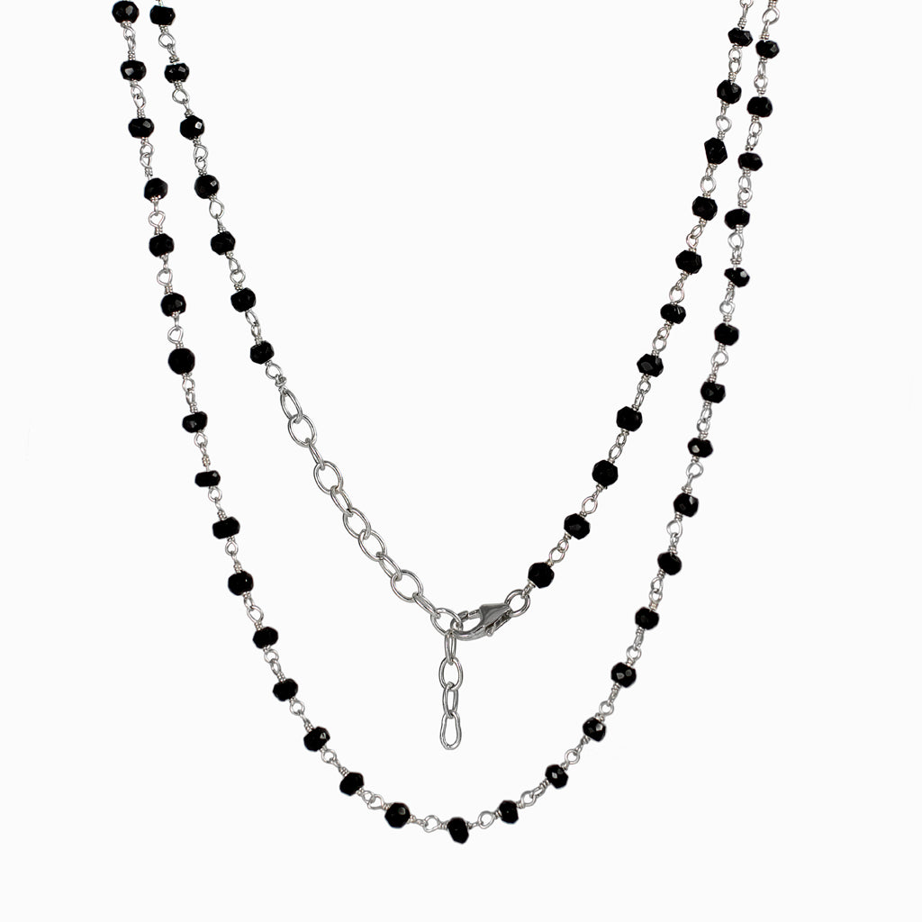 Black Spinel Beaded chain necklace
