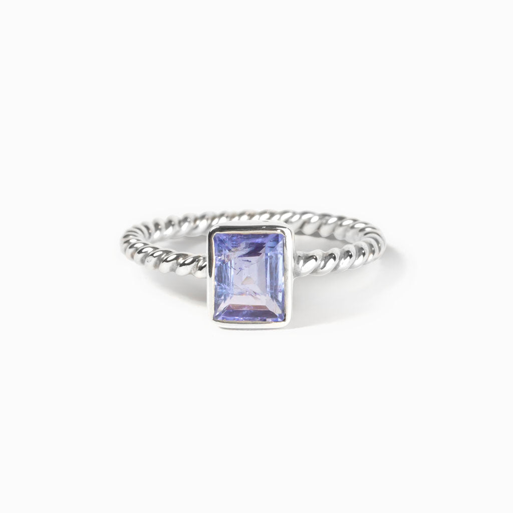 Light Clear Purple Tanzanite Ring Made in Earth