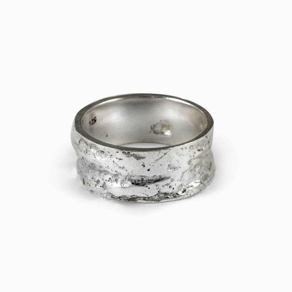 Textured Silver Ring Made in Earth