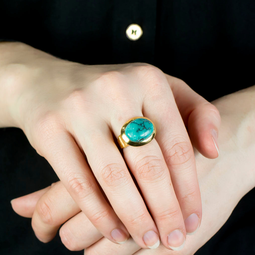Tibetan Turquoise Ring on Model